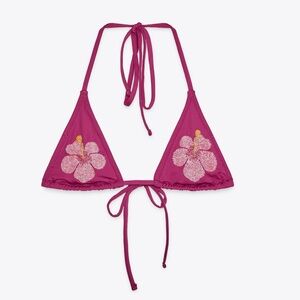 Zara Pink Floral Bikini Top